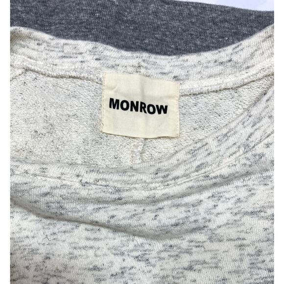NEW Monrow Sweatshirt Ivory with Gray Cuffs and Hem Size L - Picture 5 of 6